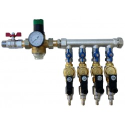 DISTRIBUTOR WITH FOUR SELENOID VALVES 1/2" AND A WATER PRESSURE REGULATOR